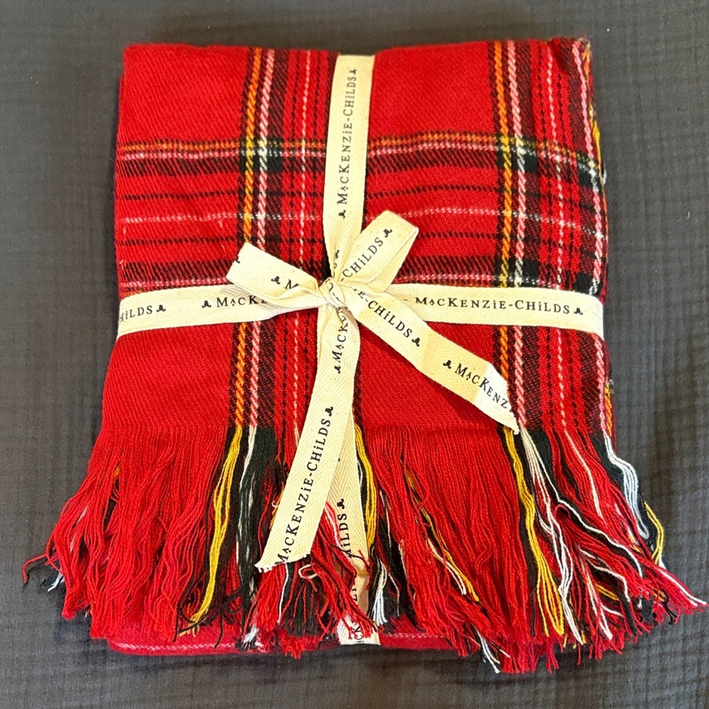 McKenzie-Childs Red Plaid Throw Blanket